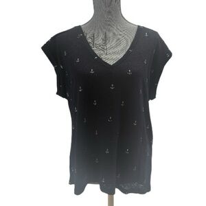 Contemporaine Linen Short Sleeve V-Neck
T-Shirt Nautical Summer Resortwear